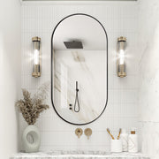 Oval Matte Black 450 x 900 Framed Mirror - Acqua Bathrooms