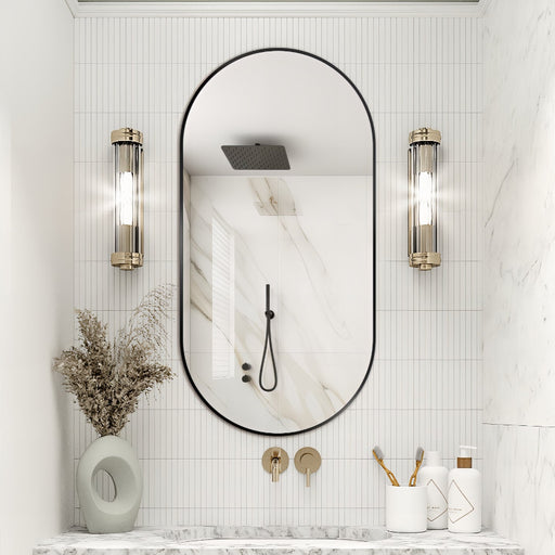 Oval Matte Black 450 x 900 Framed Mirror - Acqua Bathrooms