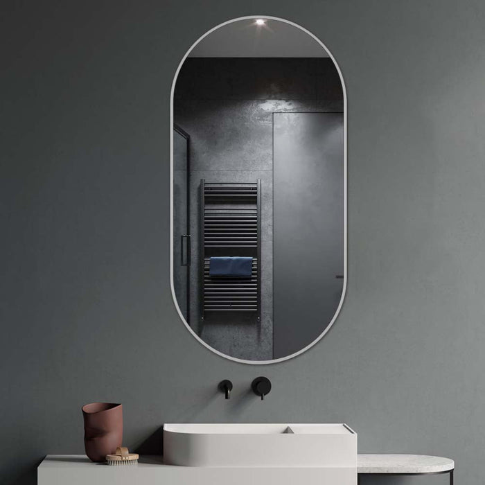 Indulge | Oval Brushed Stainless Framed Mirror - Acqua Bathrooms