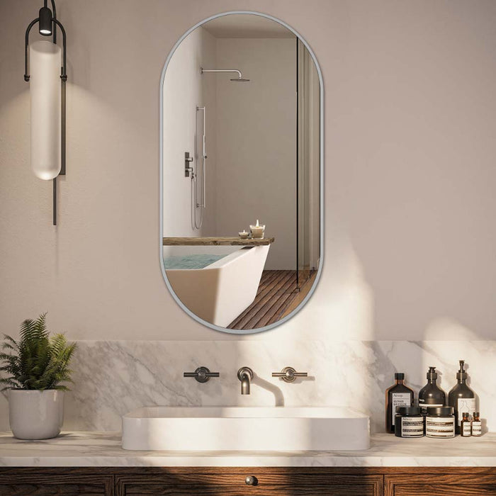 Indulge | Oval Brushed Stainless Framed Mirror - Acqua Bathrooms
