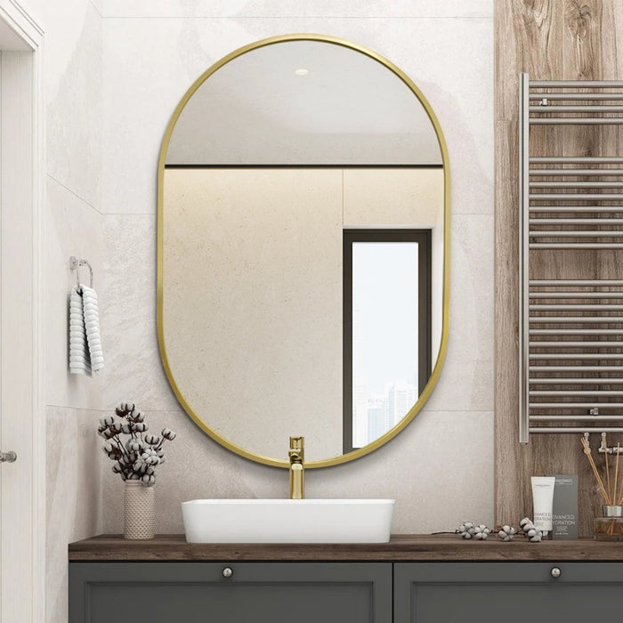 Indulge | Oval Brushed Gold 600 x 900 Framed Mirror - Acqua Bathrooms