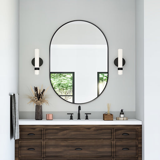 Oval Matte Black 700 x 1000 Framed Mirror - Acqua Bathrooms