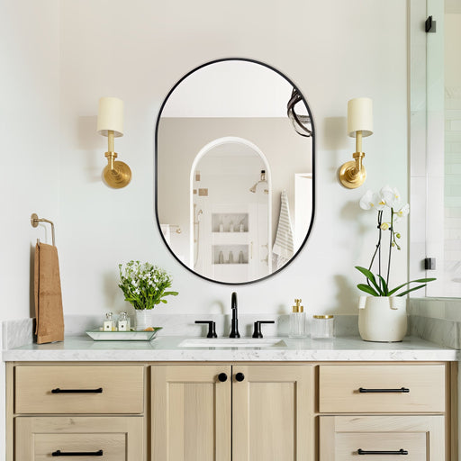 Oval Matte Black 700 x 1000 Framed Mirror - Acqua Bathrooms