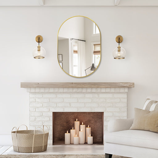 Oval Brushed Gold 700 x 1000 Framed Mirror - Acqua Bathrooms