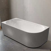 Pavilion Ribbed 1700mm Gloss White Left Corner Fit Freestanding Bath - Acqua Bathrooms