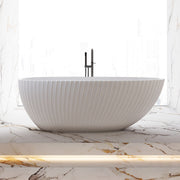Perla Fluted 1700mm Matte White Designer Oval Freestanding Bath - Acqua Bathrooms