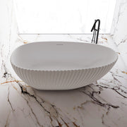 Perla Fluted 1700mm Matte White Designer Oval Freestanding Bath - Acqua Bathrooms