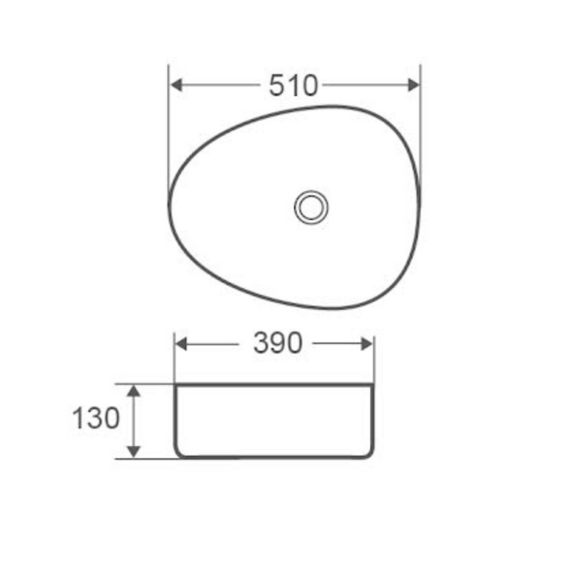 510mm Pebble Matte White Above Counter Basin - Acqua Bathrooms