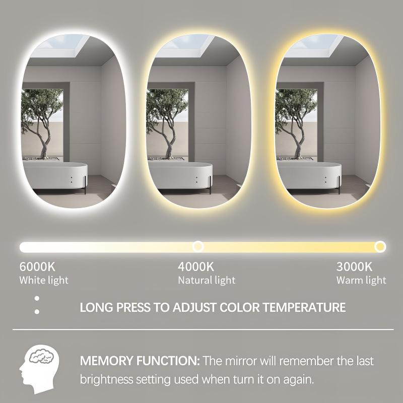 Pera 600 x 1000 Curved Touchless LED Mirror  - Three Light Temperatures - Acqua Bathrooms