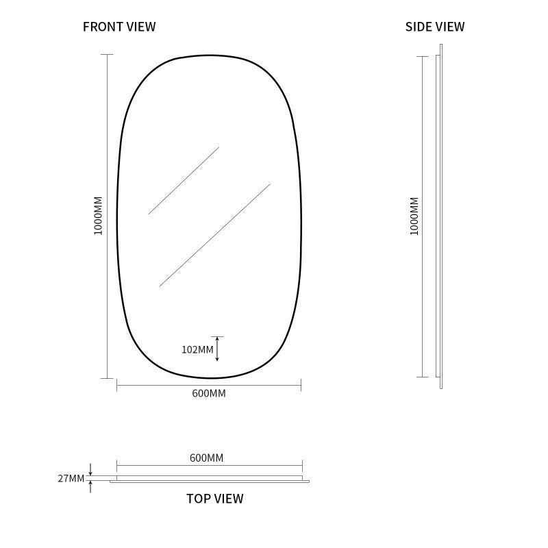 Indulge | Pera 600 x 1000 Curved Touchless LED Mirror  - Three Light Temperatures - Acqua Bathrooms