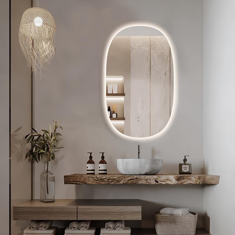 Pera 600 x 1000 Curved Touchless LED Mirror  - Three Light Temperatures - Acqua Bathrooms