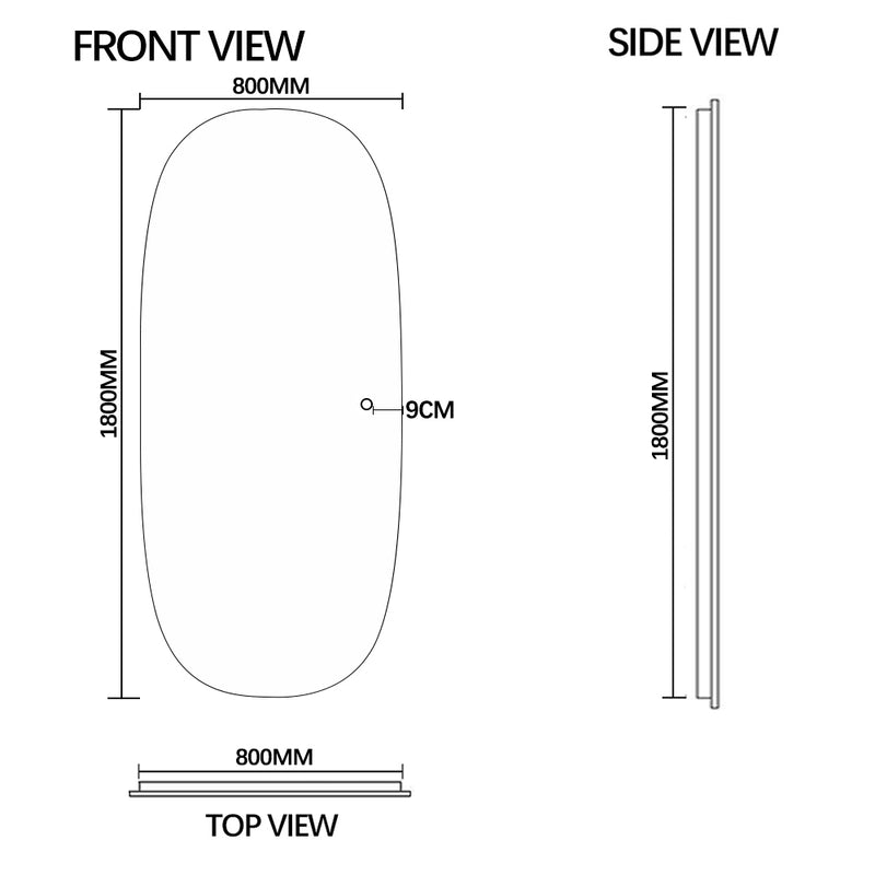Pera 800 x 1800 LED Mirror - Three Light Temperatures