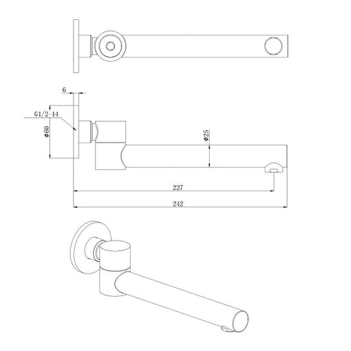 Cesena Hali Matte Black Round Swivel Bath Spout - Acqua Bathrooms