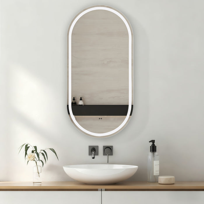 Pill Touchless LED 450 x 900 Matte White Oval Shaving Cabinet