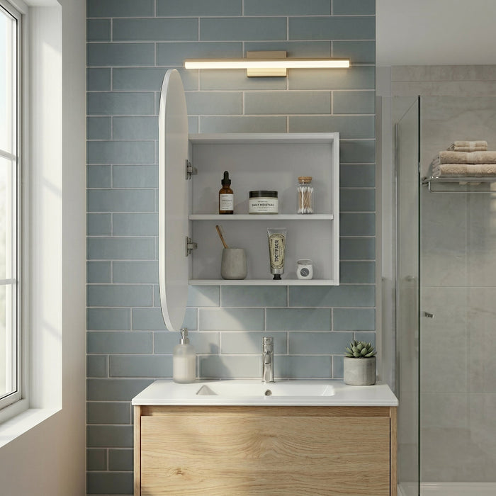 Pill 450 x 900 Matte White Oval Shaving Cabinet