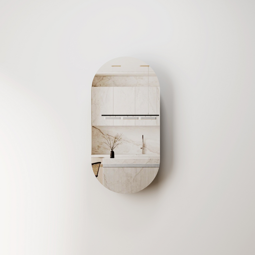 Pill Oval Matte White Shaving Cabinet - Acqua Bathrooms