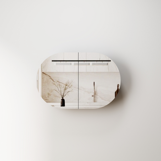 Oval Pill Matte White Shaving Cabinet - Acqua Bathrooms