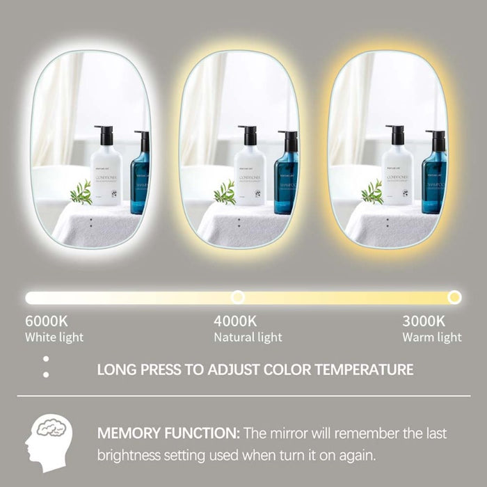 Indulge | Pera 600 x 1000 Curved Touchless LED Mirror  - Three Light Temperatures - Acqua Bathrooms