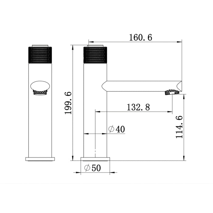 Payten Matte Black Push Basin Mixer - Acqua Bathrooms