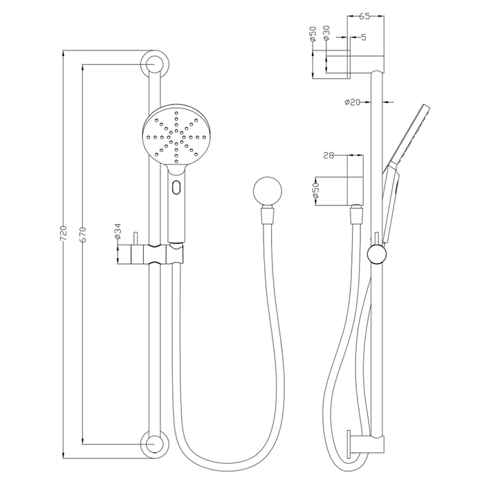 Mica LVB Living Brass Shower Rail