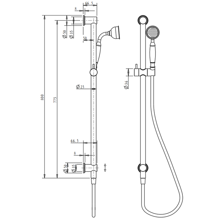 Mica French Gold Heritage Shower Rail