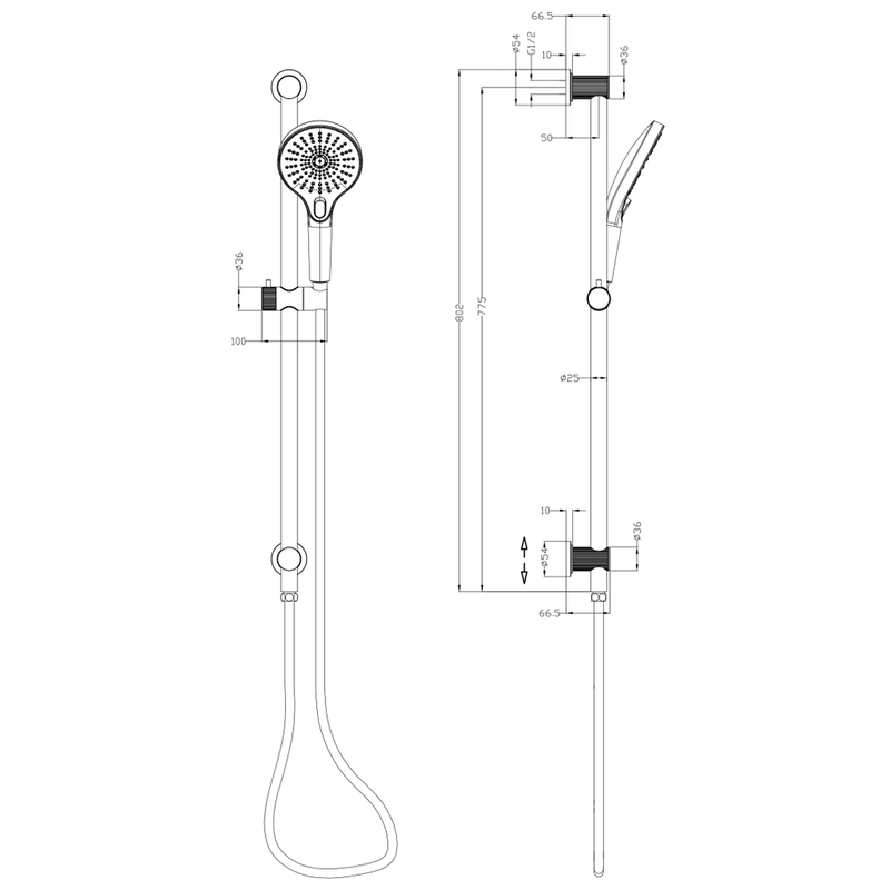 Mica Dusk Bronze Shower Rail – Inbuilt Inlet