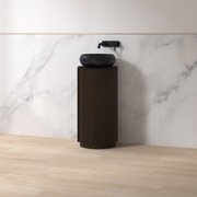 Ravella 400mm Round Black Walnut Fluted Pedestal - Acqua Bathrooms