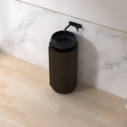 Ravella 400mm Round Black Walnut Fluted Pedestal - Acqua Bathrooms