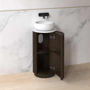 Ravella 400mm Round Black Walnut Fluted Pedestal - Acqua Bathrooms