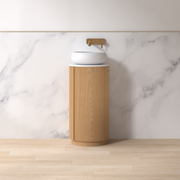 Ravella 400mm Round Light Walnut Fluted Pedestal - Acqua Bathrooms