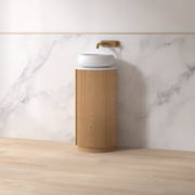 Ravella 400mm Round Light Walnut Fluted Pedestal - Acqua Bathrooms