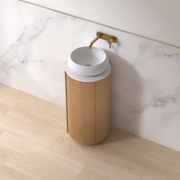Ravella 400mm Round Light Walnut Fluted Pedestal - Acqua Bathrooms
