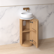 Ravella 400mm Round Light Walnut Fluted Pedestal - Acqua Bathrooms