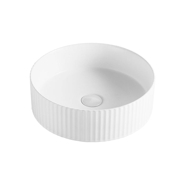 Rema 400 Matte White Round Fluted Above Counter Basin