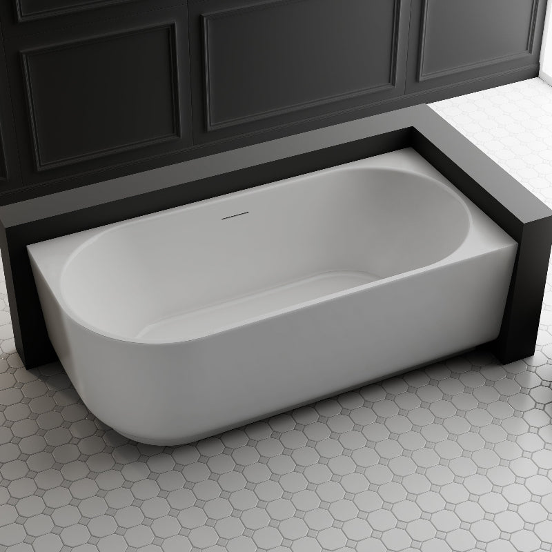 Elara 1500mm Matte White Right Corner Fit Designer Round Freestanding Bath - Acqua Bathrooms