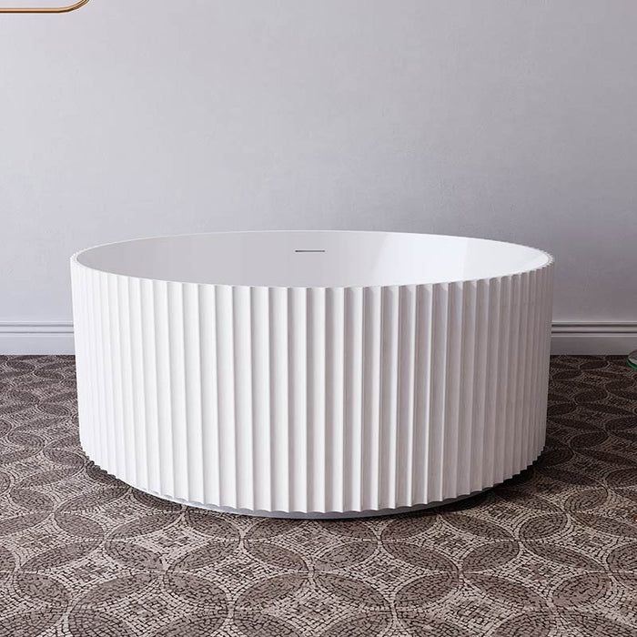 Rivata 1500mm Round Fluted Matte White Designer Freestanding Bath