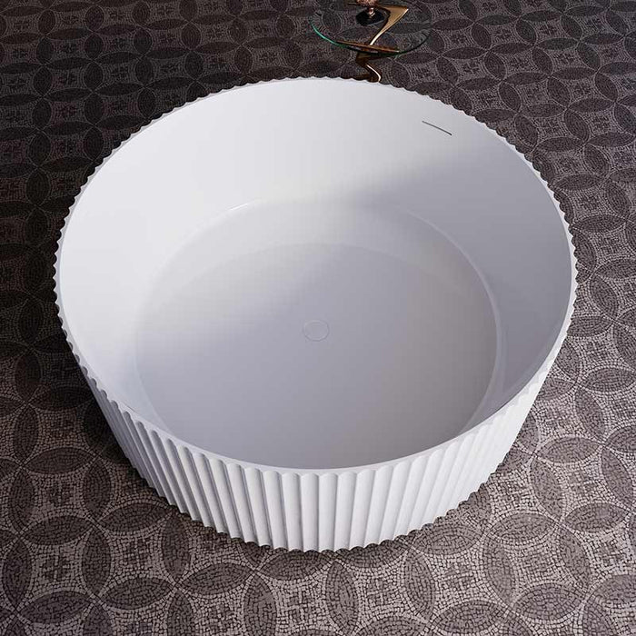Rivata 1500mm Round Fluted Matte White Designer Freestanding Bath
