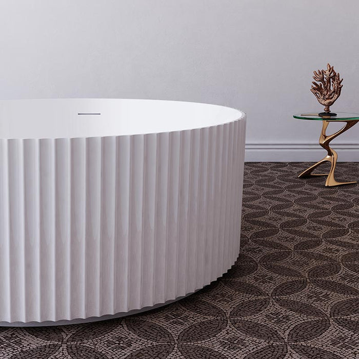 Rivata 1500mm Round Fluted Matte White Designer Freestanding Bath