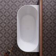 Rivata Fluted 1700mm Matte White Designer Back to Wall Round Freestanding Bath - Acqua Bathrooms