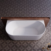 Rivata Fluted 1700mm Matte White Designer Back to Wall Round Freestanding Bath - Acqua Bathrooms