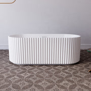 Rivata Fluted 1700mm Matte White Designer Round Freestanding Bath - Acqua Bathrooms