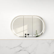 Ronda LED 1200mm Matte White Oval Shaving Cabinet - Acqua Bathrooms