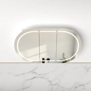 Ronda LED 1200mm Matte White Oval Shaving Cabinet - Acqua Bathrooms