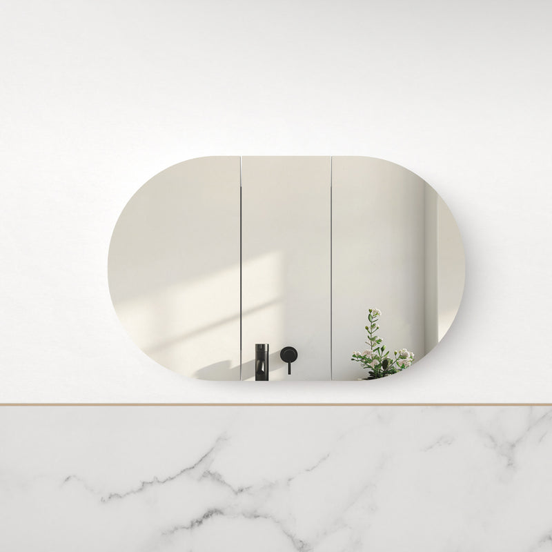 Ronda 1200mm Matte White Oval Shaving Cabinet - Acqua Bathrooms