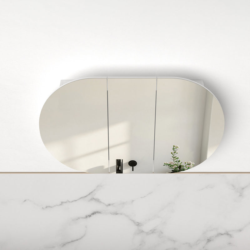 Ronda 1200mm Matte White Oval Shaving Cabinet - Acqua Bathrooms