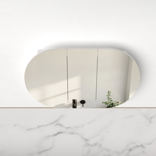 Ronda 1200mm Matte White Oval Shaving Cabinet - Acqua Bathrooms