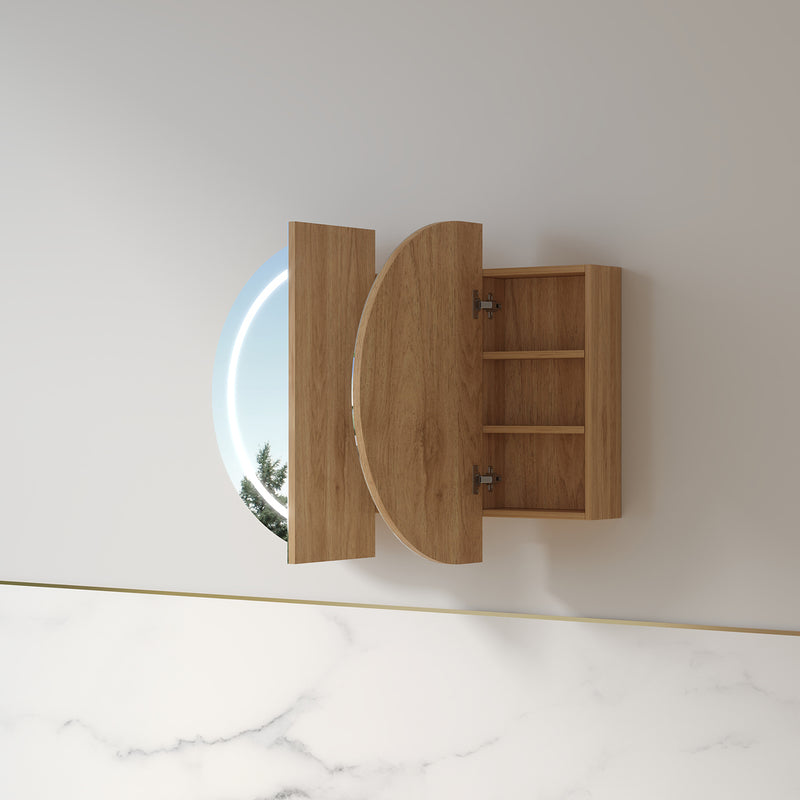 Ronda LED 1200mm Light Walnut Oval Shaving Cabinet