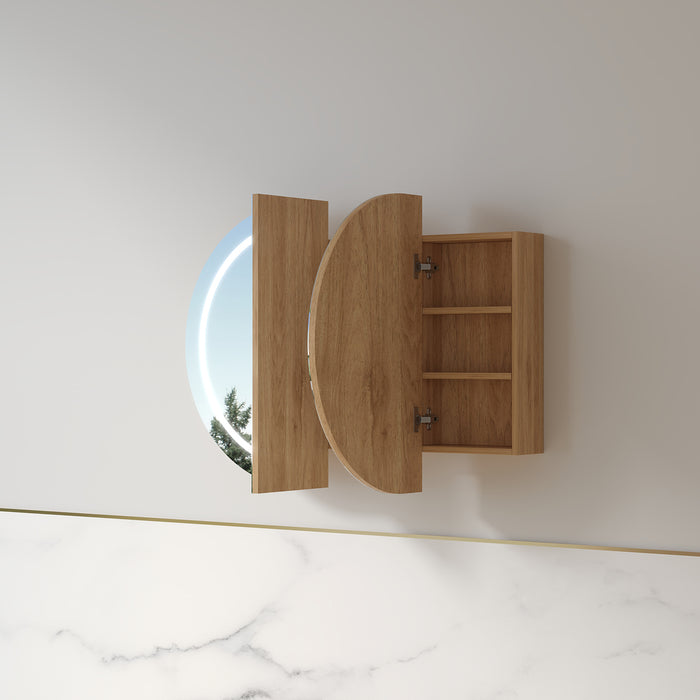 Ronda LED 1200mm Light Walnut Oval Shaving Cabinet
