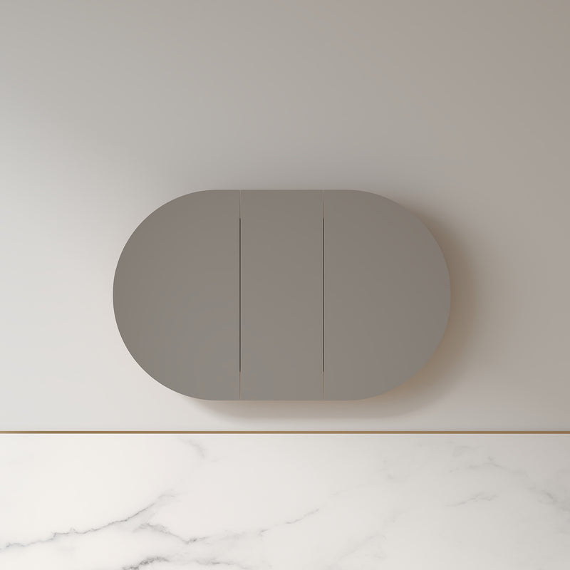 Ronda 1200mm Light Walnut Oval Shaving Cabinet