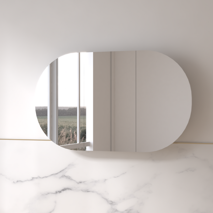 Ronda 1500mm Matte White Oval Shaving Cabinet - Acqua Bathrooms